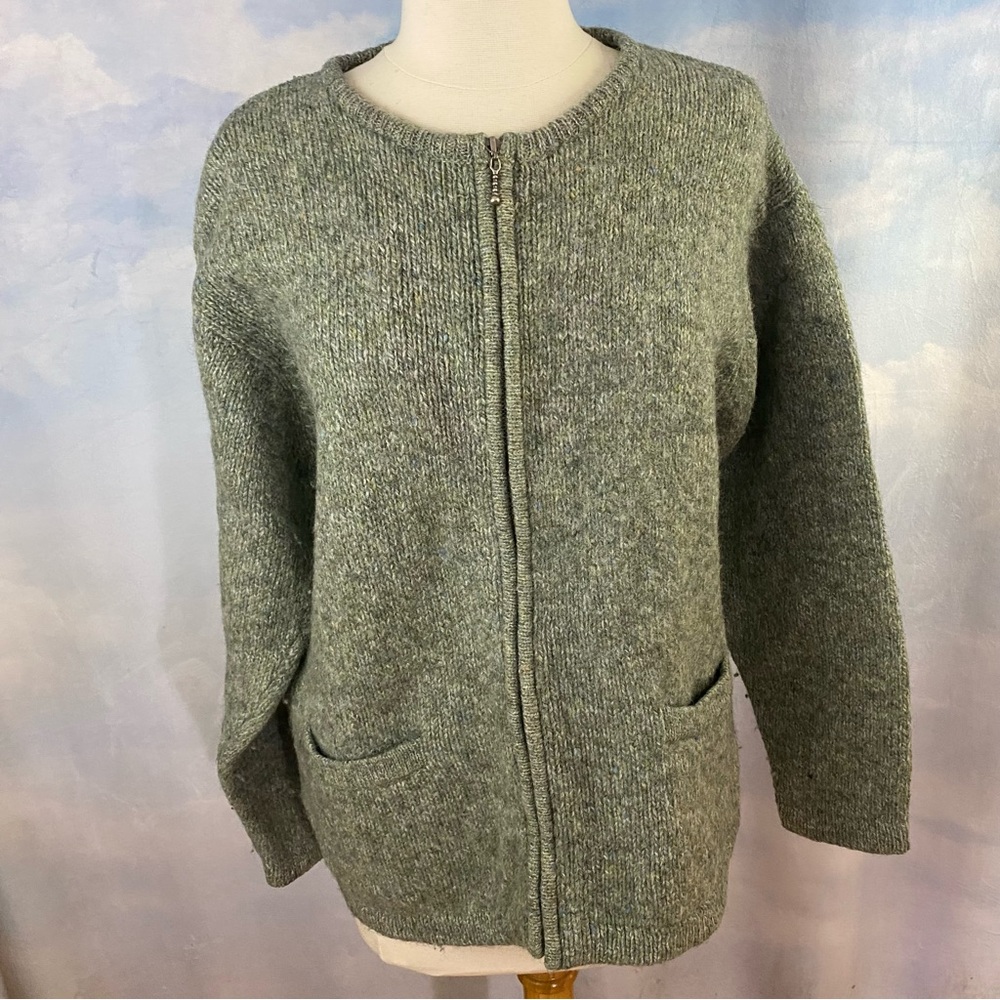 L.L. Bean Women's Heathered Green Cardigan Size Large